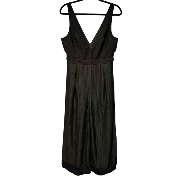 FINDERS KEEPERS Wide Leg Cropped V-Neck Side Cutout Grid Pattern Leg Jumpsuit - Picture 1 of 11